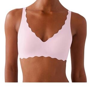 b.Tempted | Women’s Silky Scalloped Blush Wireless Pink Padded Bra | L